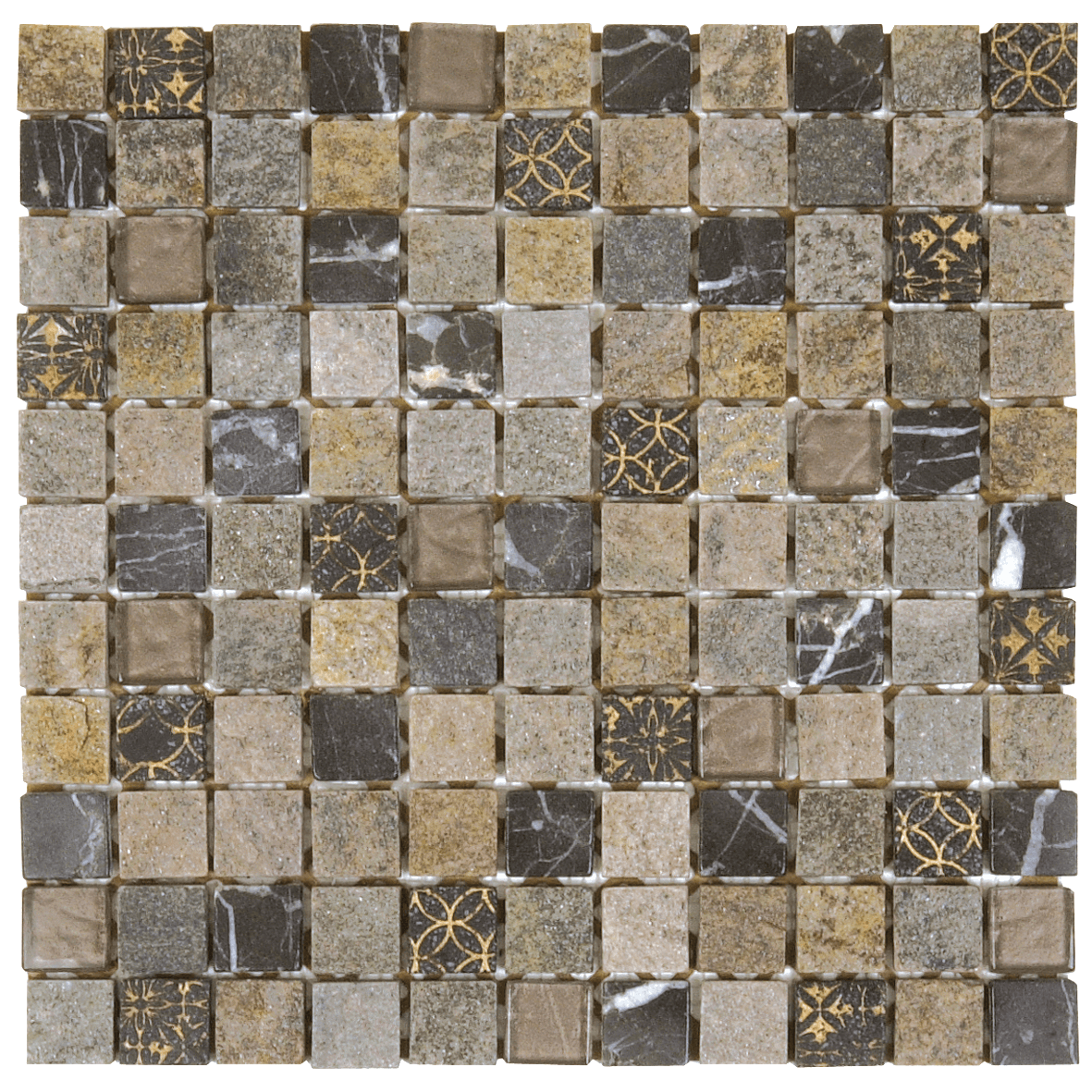 Bati Orient Mix 1 x 1 12" x 12" Glass & Marble Mosaic