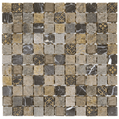 Bati Orient Mix 1 x 1 12" x 12" Glass & Marble Mosaic