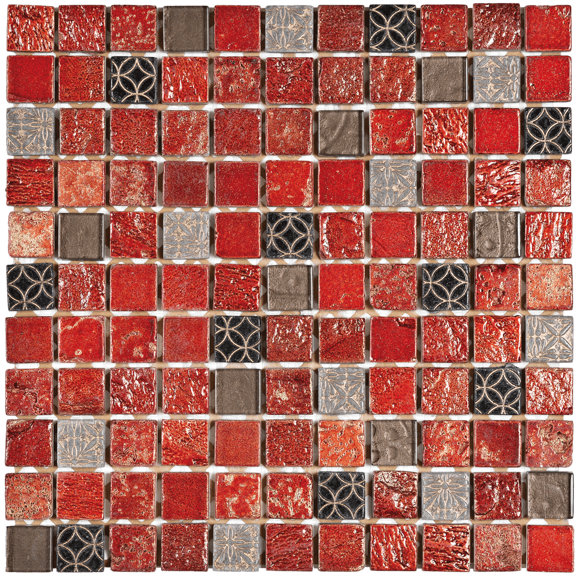 Bati Orient Mix 1 x 1 12" x 12" Glass & Marble Mosaic