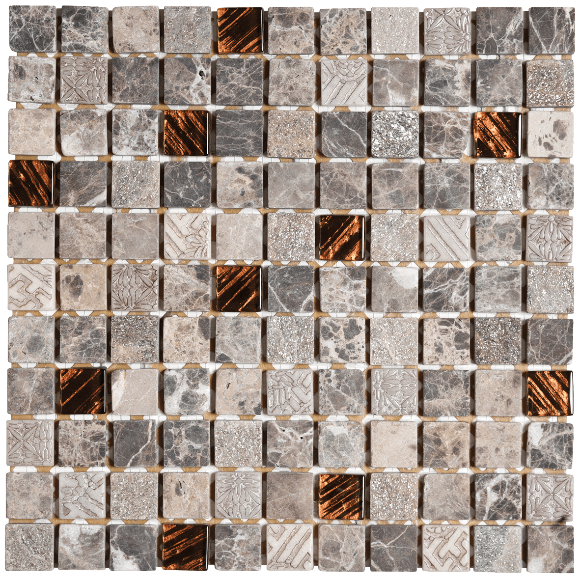 Bati Orient Mix 1 x 1 12" x 12" Glass & Marble Mosaic