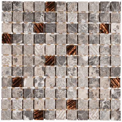 Bati Orient Mix 1 x 1 12" x 12" Glass & Marble Mosaic