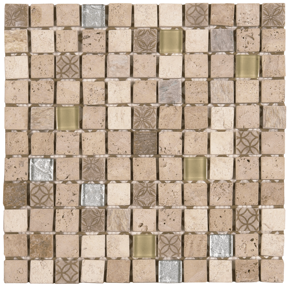 Bati Orient Mix 1 x 1 12" x 12" Glass & Marble Mosaic