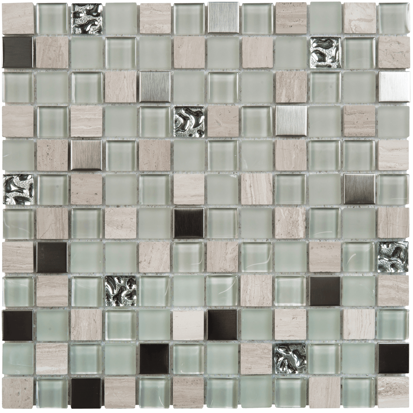 Bati Orient Mix 0.88 x 0.88 12" x 12" Metal, Glass & Marble Mosaic