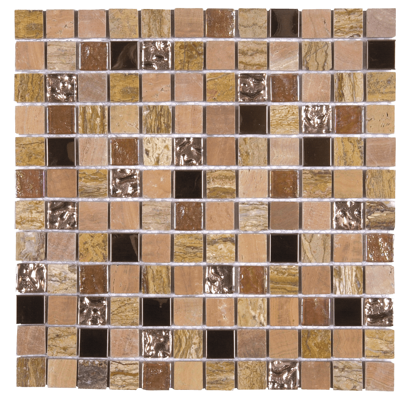 Bati Orient Mix 0.88 x 0.88 12" x 12" Metal, Glass & Marble Mosaic