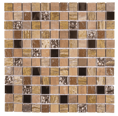 Bati Orient Mix 0.88 x 0.88 12" x 12" Metal, Glass & Marble Mosaic