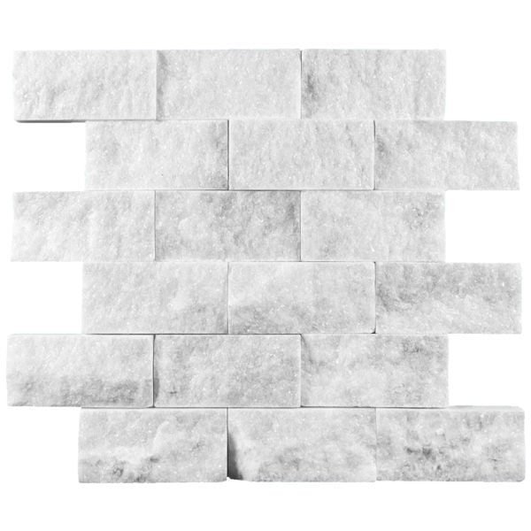 Patara Stone Marble 2 x 4 Splitface 12" x 12" Marble Mosaic