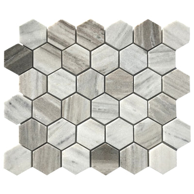 Patara Stone Marble 2" Hexagon 12" x 12" Marble Mosaic