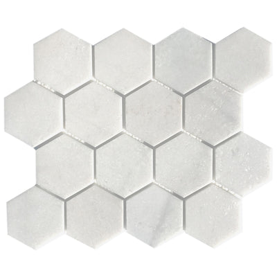 Patara Stone Marble 3" Hexagon 9.84" x 11.4" Marble Mosaic