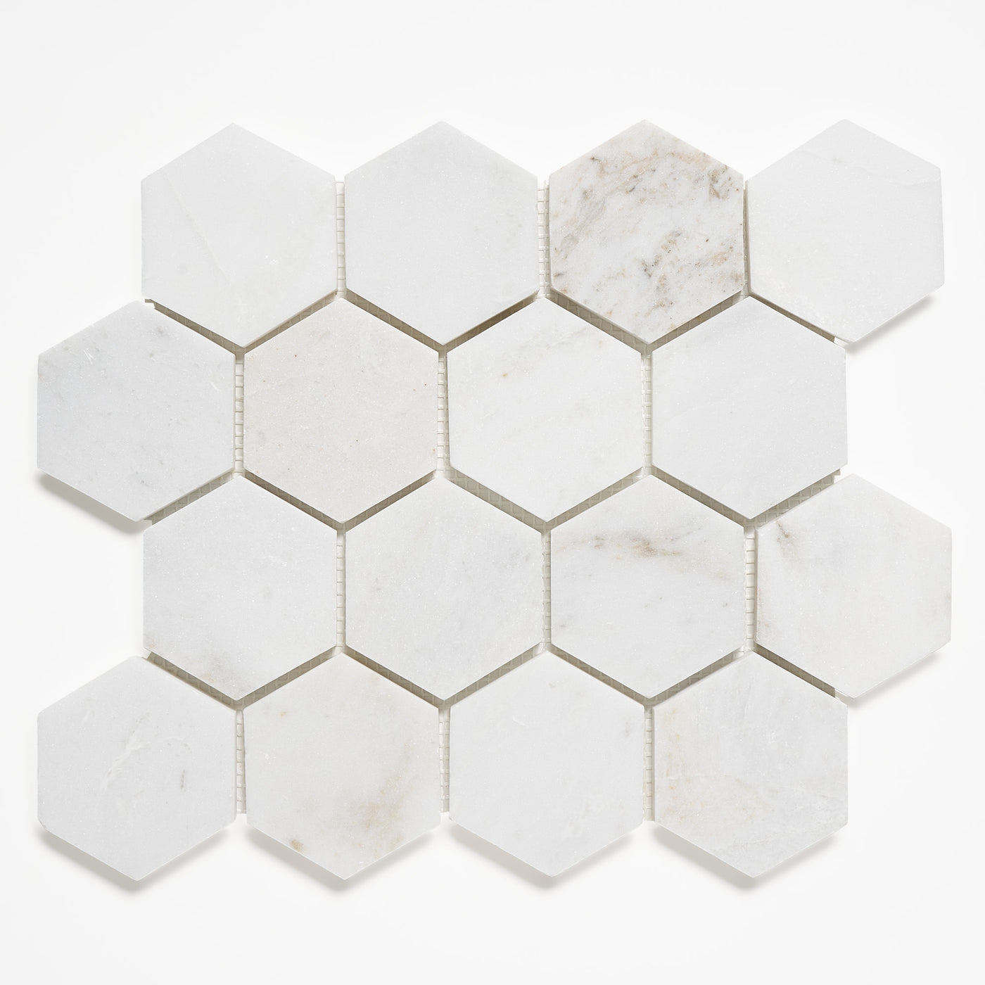 Patara Stone Marble 3" Hexagon 9.84" x 11.4" Marble Mosaic