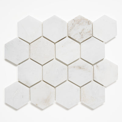 Patara Stone Marble 3" Hexagon 9.84" x 11.4" Marble Mosaic