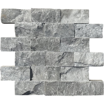 Patara Stone Marble 2 x 4 Splitface 12" x 12" Marble Mosaic