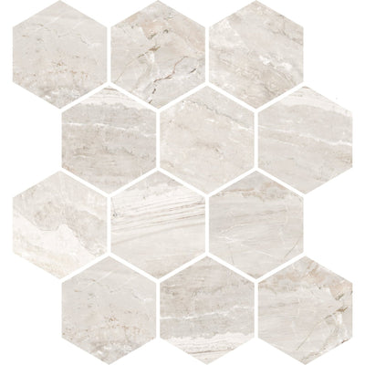 Milestone Marbles 3 x 3 Hexagon 9" x 11" Porcelain Mosaic