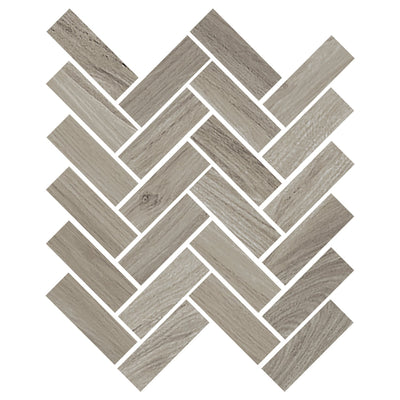 Milestone Mood Wood Herringbone 12" x 15" Porcelain Mosaic