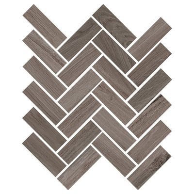 Milestone Mood Wood Herringbone 12" x 15" Porcelain Mosaic