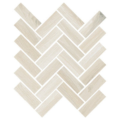 Milestone Mood Wood Herringbone 12" x 15" Porcelain Mosaic