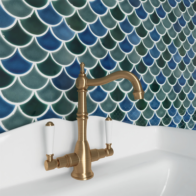 QDI Surfaces Fan 12" x 12" Porcelain Mosaic
