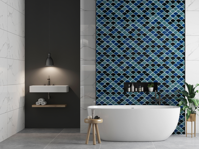 QDI Surfaces Fan 12" x 12" Porcelain Mosaic
