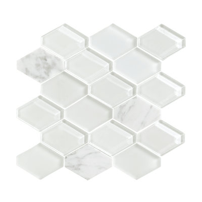 Maniscalco Water Jet Hexy 10.75" x 10.75" Marble & Glass Mosaic