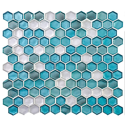 Mountain Retreat 1" Hexagon 11" x 11.5" Glass Mosaic