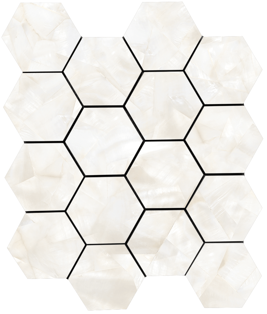 Tesoro Mother of Pearl 3" Hexagon 10.25" x 11.75" Porcelain Mosaic