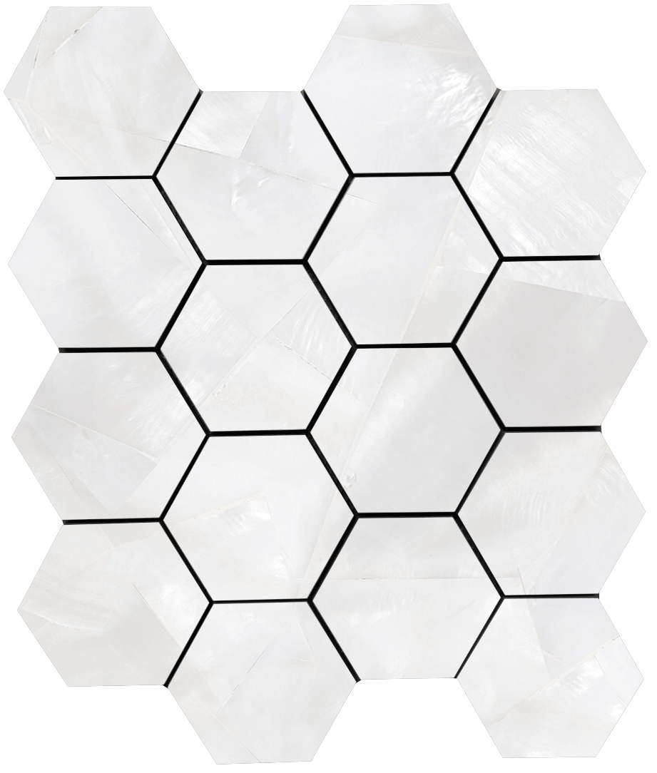 Tesoro Mother of Pearl 3" Hexagon 10.25" x 11.75" Porcelain Mosaic