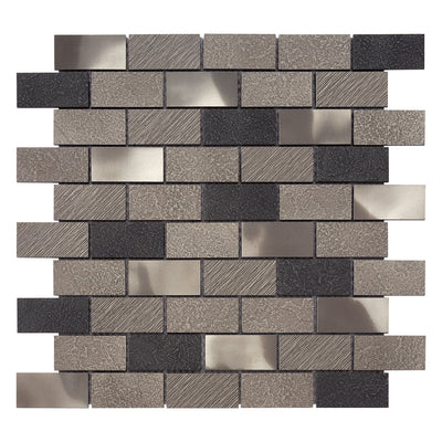 Questech Twill Brick Joint 1 x 2 10.68" x 10.68" Metal Mosaic