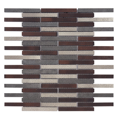 Questech Vista Linear Brick 0.5 x 4 10.62" x 11.75" Metal Mosaic