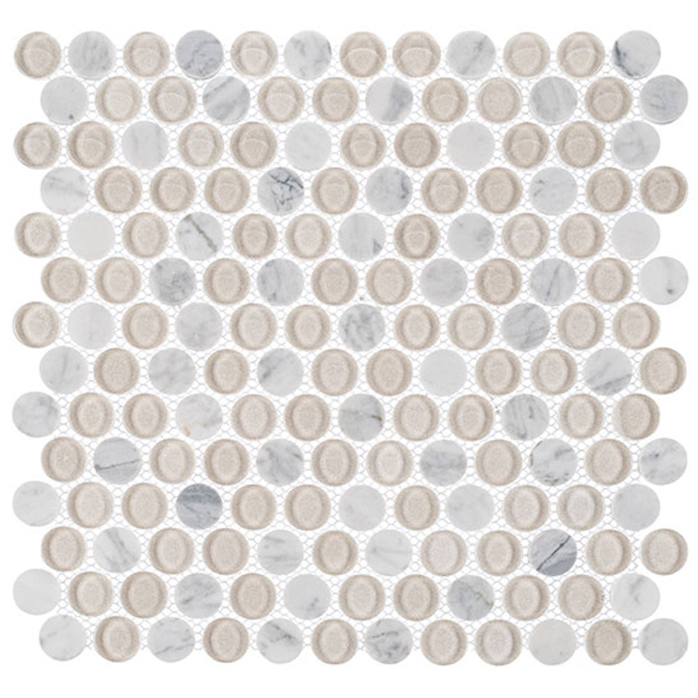 Marbello Penny Round 11.94" x 12.06" Glass Mosaic