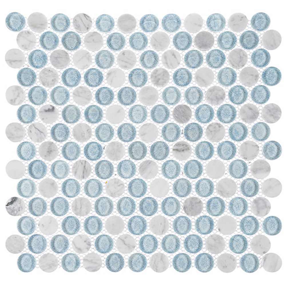 Marbello Penny Round 11.94" x 12.06" Glass Mosaic