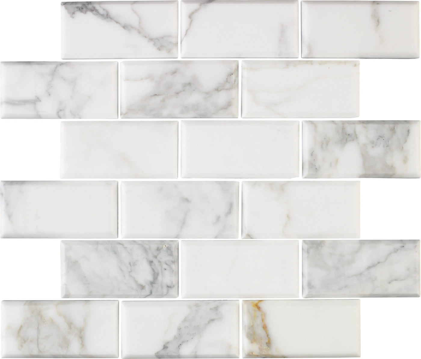 Aspire Stone Marble 2 x 4 Beveled 12" x 12" Marble Mosaic