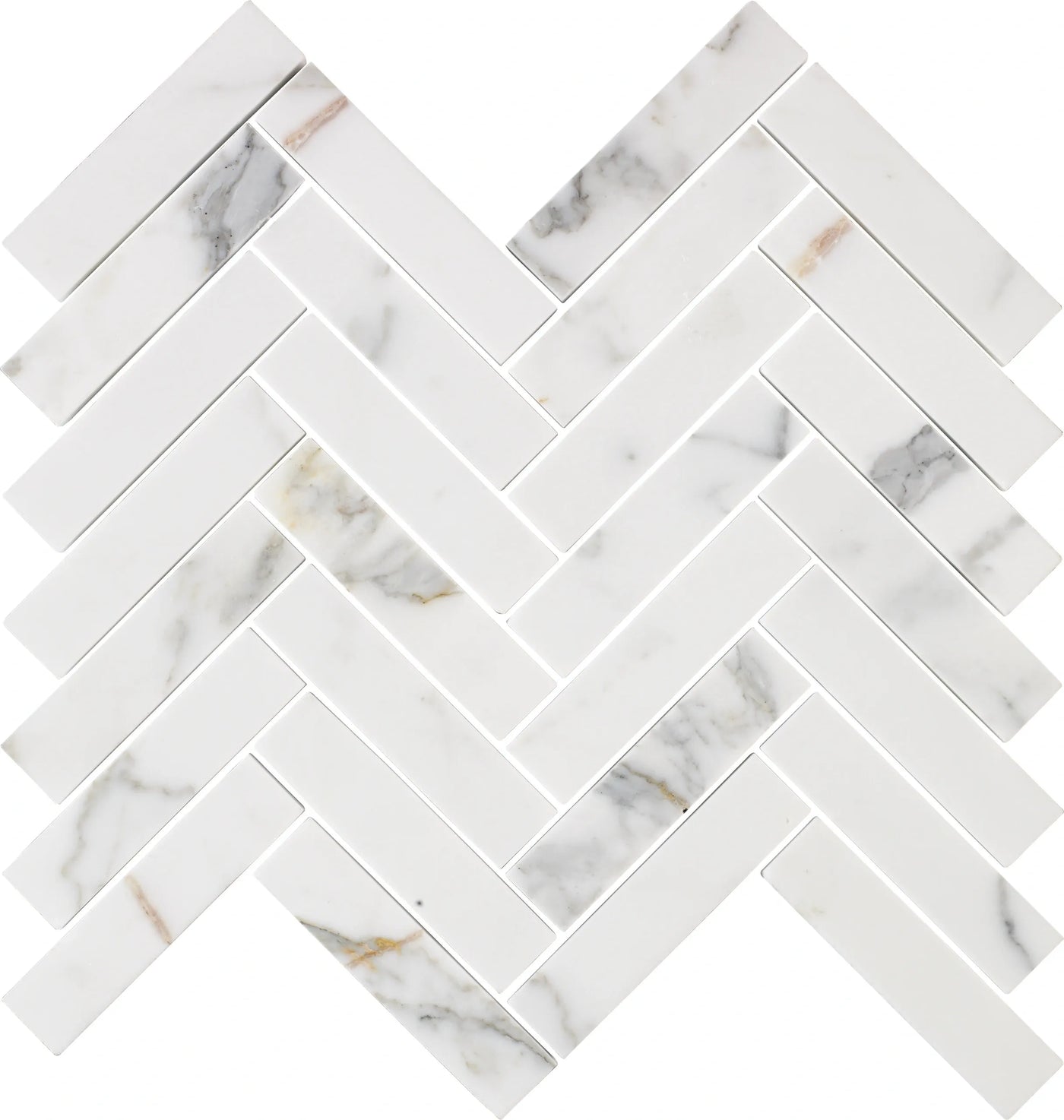 Aspire Stone Marble 1 x 4 Herringbone 12" x 12" Marble Mosaic