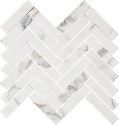 Aspire Stone Marble 1 x 4 Herringbone 12" x 12" Marble Mosaic
