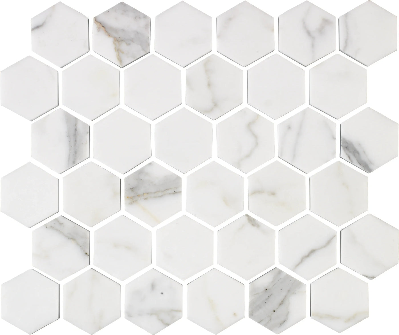 Aspire Stone Marble 2" Hexagon 12" x 12" Marble Mosaic