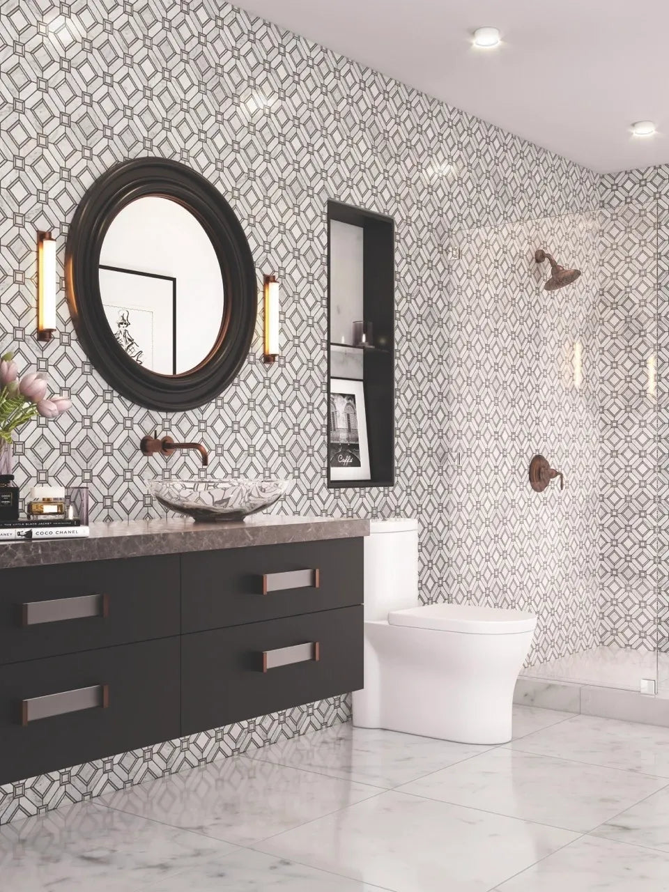 Aspire Stone Uptown Oak Lawn 12" x 12" Marble Mosaic