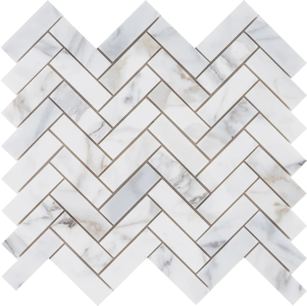 Aspire Stone Marble 1 x 3 Herringbone 12" x 12" Marble Mosaic
