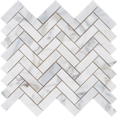 Aspire Stone Marble 1 x 3 Herringbone 12" x 12" Marble Mosaic
