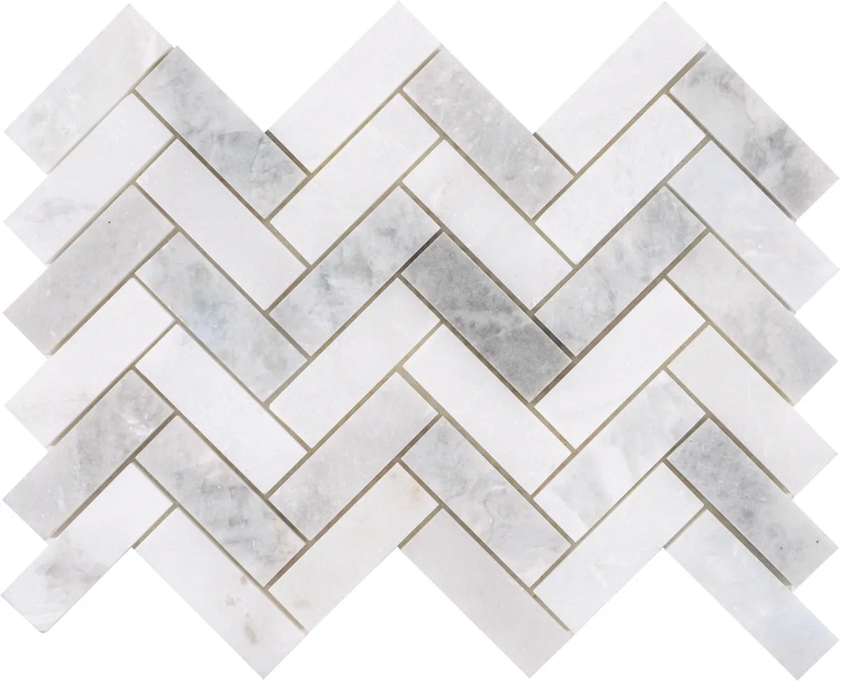 Aspire Stone Marble 1 x 3 Herringbone 12" x 12" Marble Mosaic