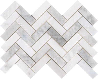Aspire Stone Marble 1 x 3 Herringbone 12" x 12" Marble Mosaic