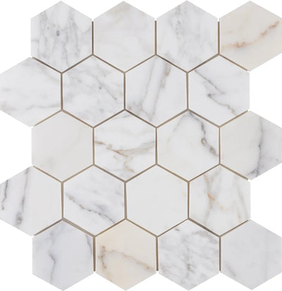 Aspire Stone Marble 3" Hexagon 12" x 12" Marble Mosaic