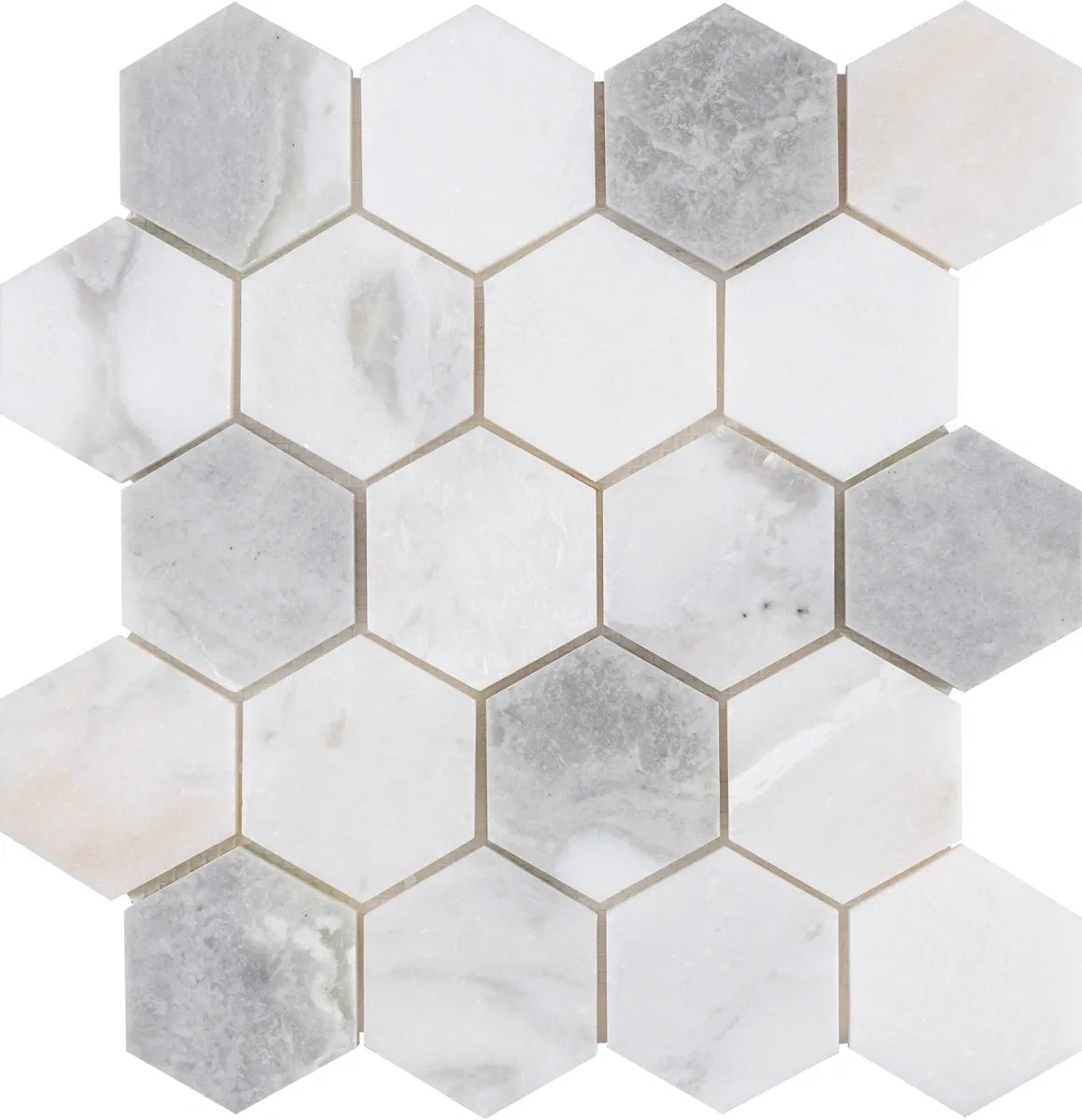 Aspire Stone Marble 3" Hexagon 12" x 12" Marble Mosaic