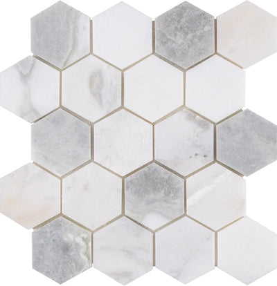 Aspire Stone Marble 3" Hexagon 12" x 12" Marble Mosaic