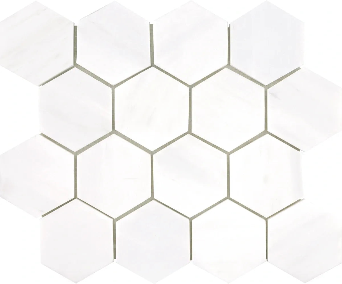 Aspire Stone Marble 3" Hexagon 12" x 12" Marble Mosaic