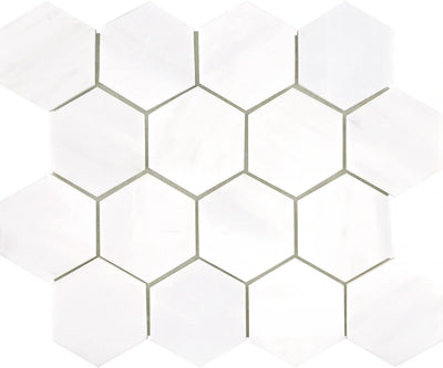 Aspire Stone Marble 3" Hexagon 12" x 12" Marble Mosaic