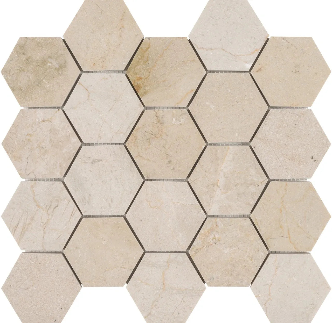 Aspire Stone Marble 3" Hexagon 12" x 12" Marble Mosaic