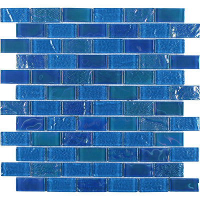 Tesoro Aquatica Mercury 1 x 2 12" x 12" Glass Mosaic