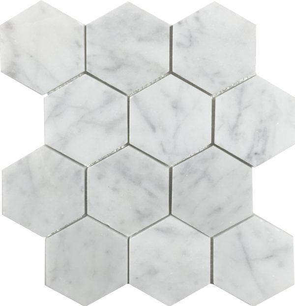 Tesoro Marble Large Hexagon 9.06" x 10.5" Marble Mosaic