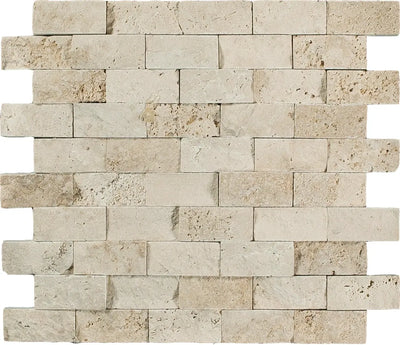 Aspire Stone Travertine 1 x 2 Split Face 12" x 12" Travertine Mosaic