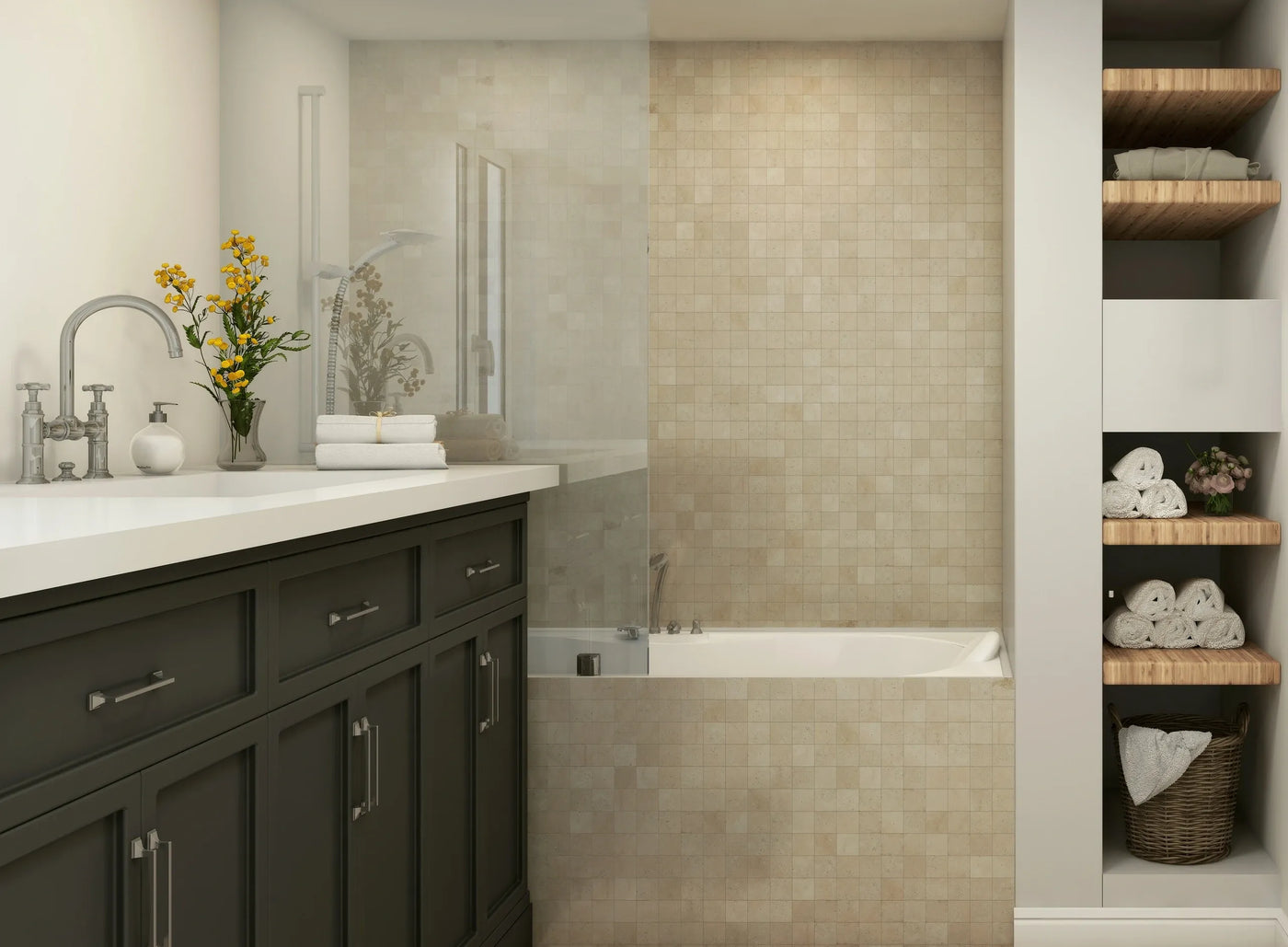 Aspire Stone Travertine 2 x 2 Square 12" x 12" Travertine Mosaic