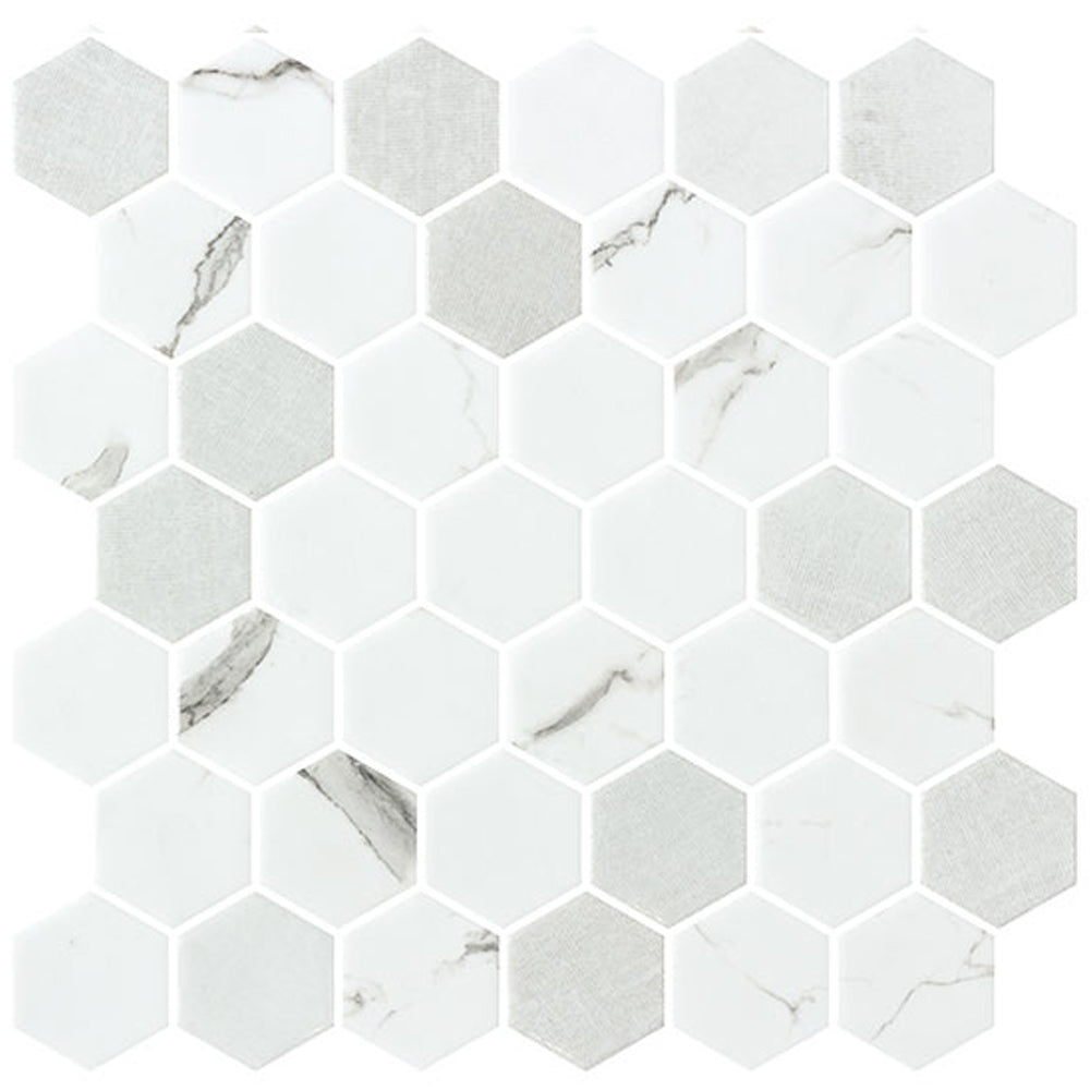 New Belfont 2" Hex 11.13" x 11.2" Recycled Glass Mosaic