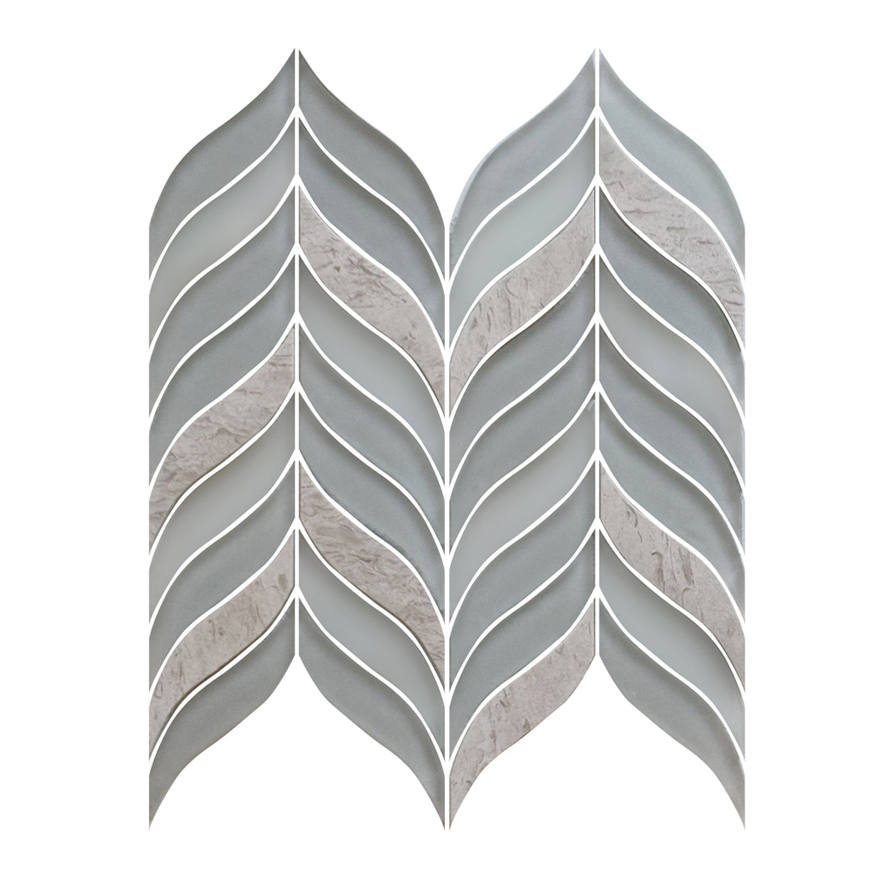 Lungarno Natural Elements Leaf 11.75" x 12" Stone & Glass Mosaic